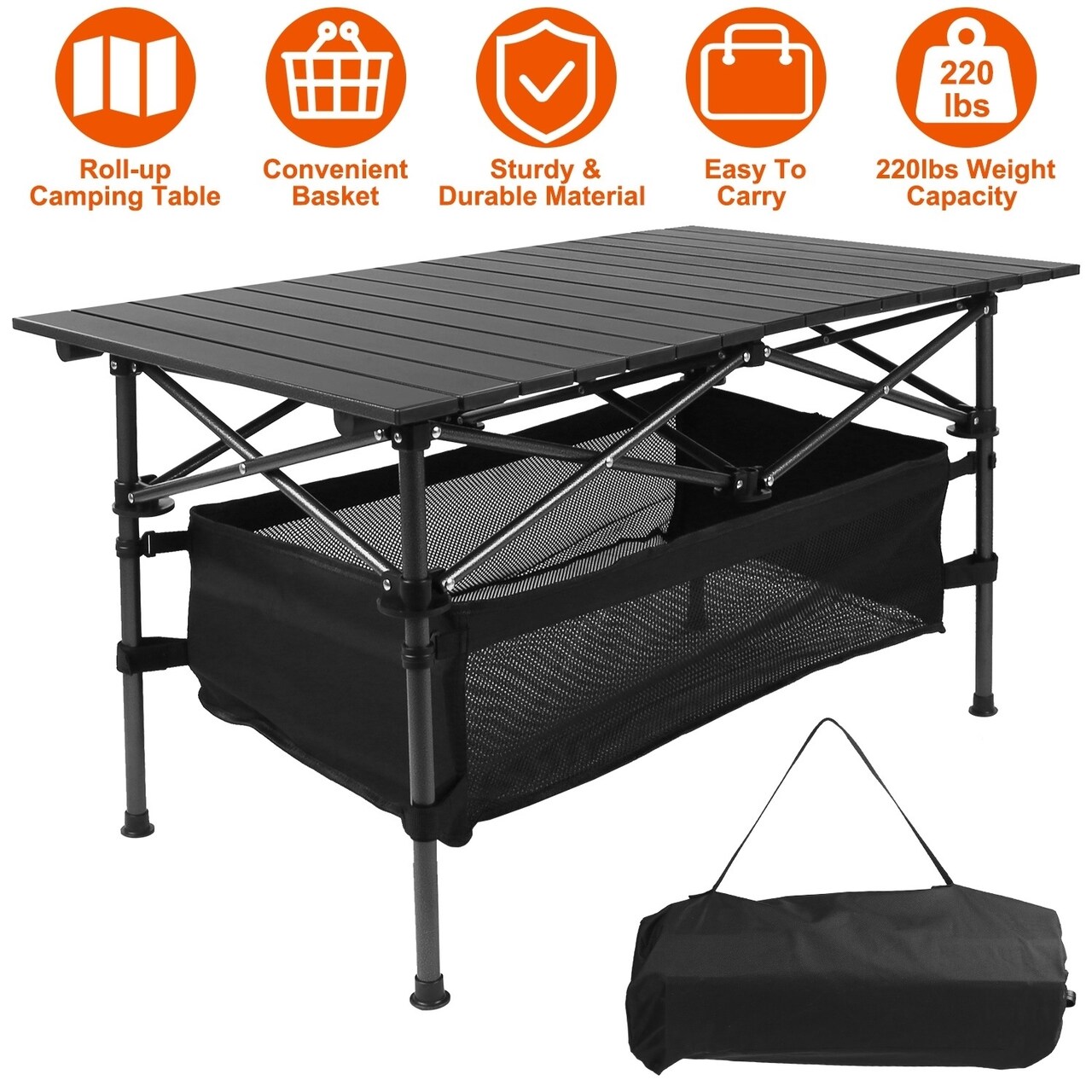 Folding Camping Table Portable Aluminum Roll Up Black Lightweight 4 Person Michaels